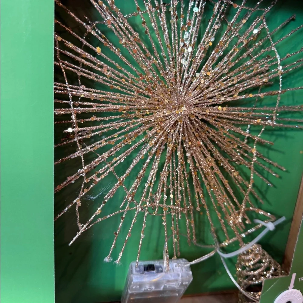 Gold LED Starburst lighted Tree Topper Holiday Homes Christmas Tree Decoration
